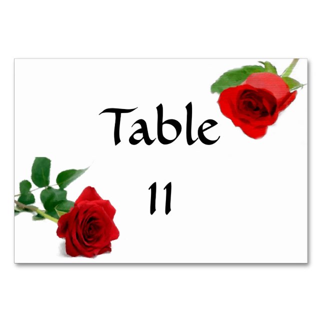 Numeração De Mesa Rosa Vermelha com Aquarela - Tablecard (Frente)