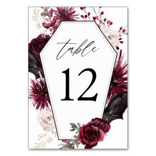Numeração De Mesa Rosa vermelha e Coffin Floral do Halloween