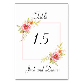 Numeração De Mesa Rosa Watercolor Floral Wedding