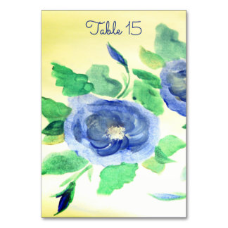 Numeração De Mesa Rosas Azuis Com Amarelo