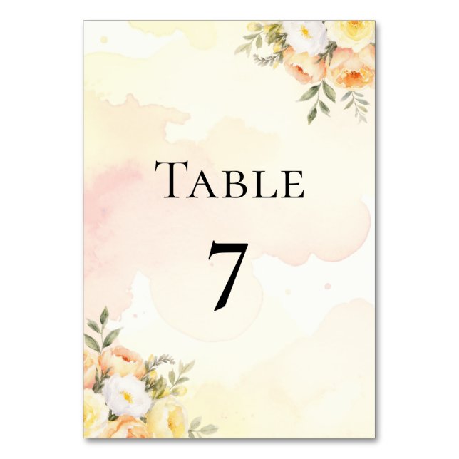 Numeração De Mesa Rosas Boho Florais Aquarela Casamento Dupla Face (Frente)