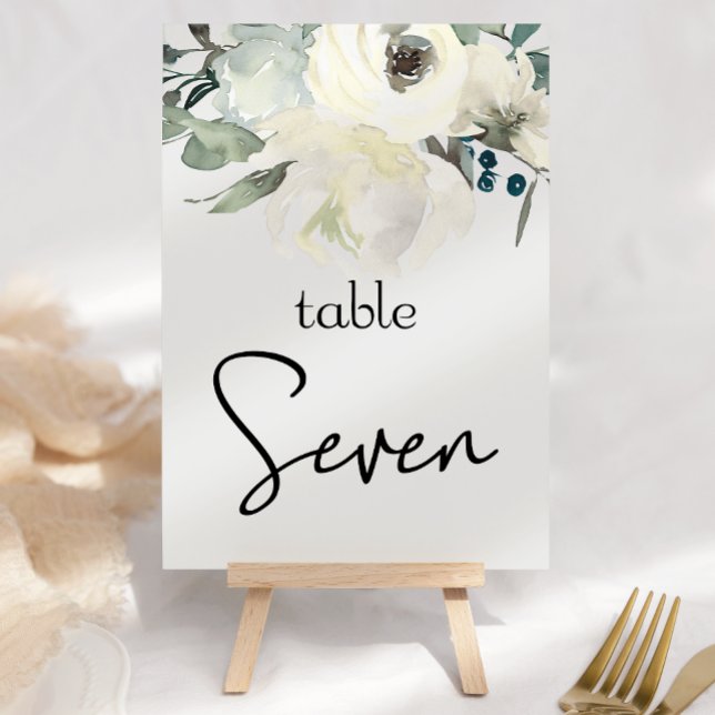 Numeração De Mesa Rosas Brancas de Marfim Número da Mesa de Casament (Criador carregado)