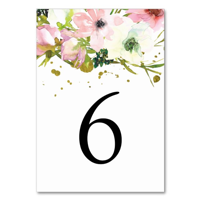 Numeração De Mesa Rosas brancas e pelúcias com casamentos de ouro (Frente)