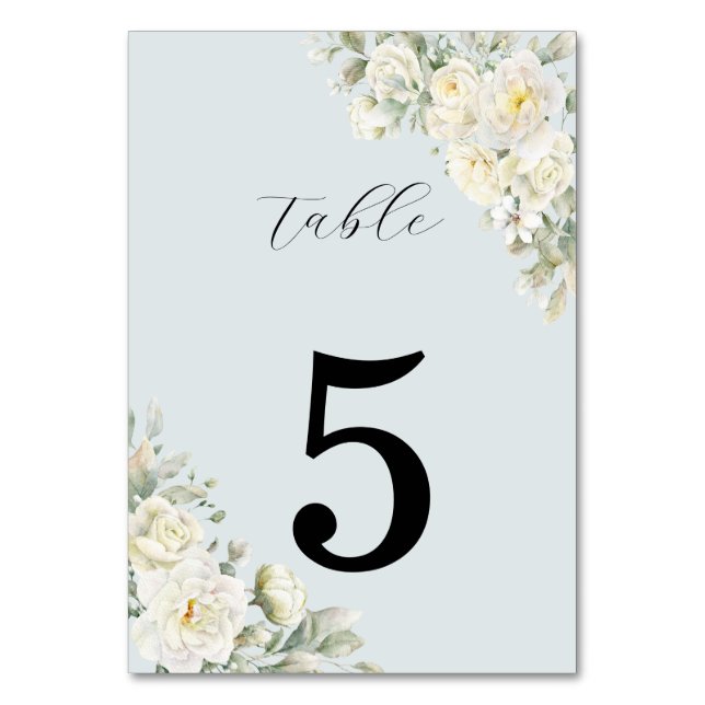 Numeração De Mesa Rosas Brancas Número da Mesa Azul Pó (Frente)