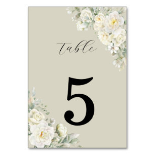 Numeração De Mesa Rosas Brancas Número da Mesa Bege
