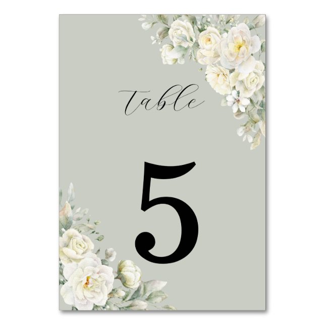 Numeração De Mesa Rosas Brancas Número de Mesa Verde Claro (Frente)