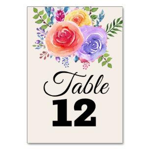 Numeração De Mesa Rosas Coloridos Mesa de Casamento Floral de Aquare