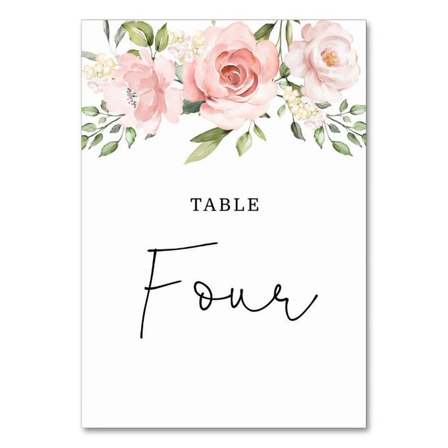 Numeração De Mesa Rosas cor-de-rosa floral número da mesa de casamen (Frente)