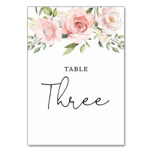Numeração De Mesa Rosas de flores rosadas número da mesa de casament