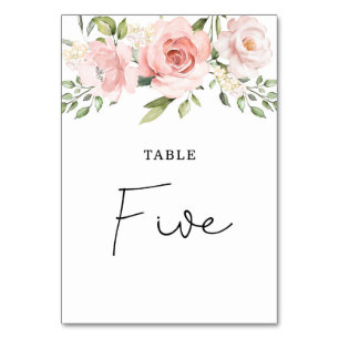 Numeração De Mesa Rosas de flores rosadas número da mesa de casament