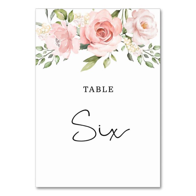 Numeração De Mesa Rosas de tons rosados florais número da mesa de ca (Frente)