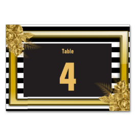 Numeração De Mesa Rosas Dourados, Stripes Mesa De Casamento Sem Cart