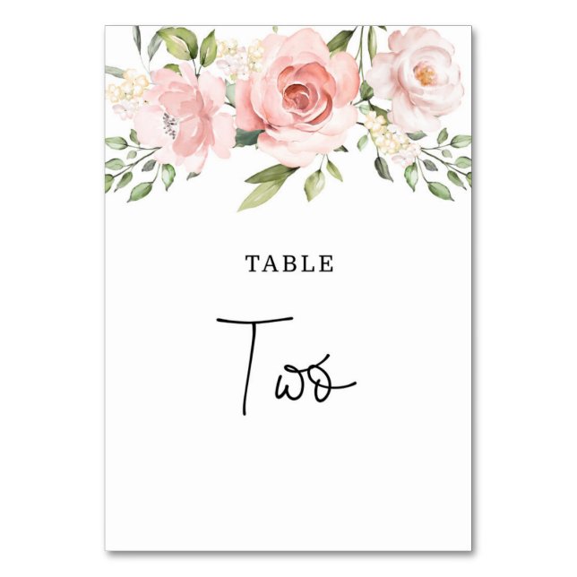 Numeração De Mesa Rosas florais rosadas casamento (Frente)