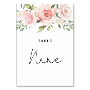 Numeração De Mesa Rosas florais rosadas número da mesa de casamento