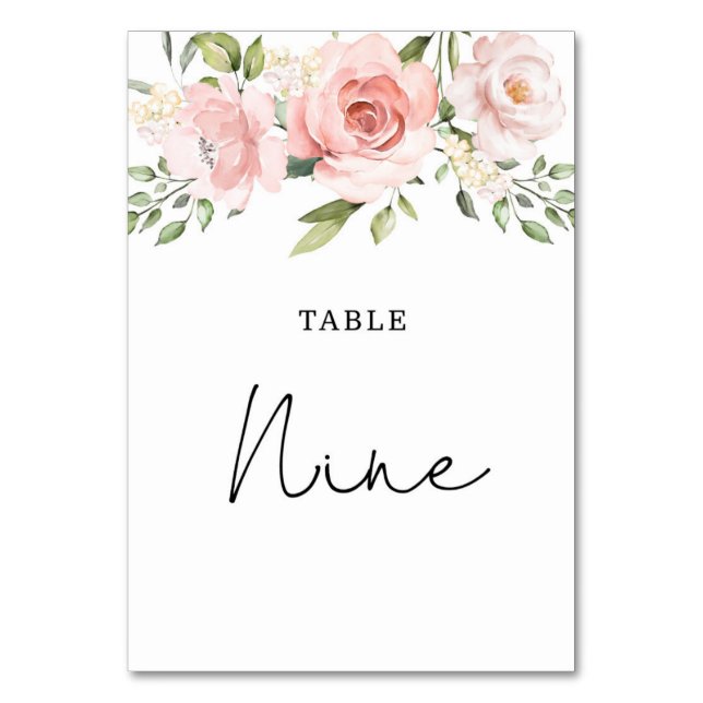 Numeração De Mesa Rosas florais rosadas número da mesa de casamento (Frente)