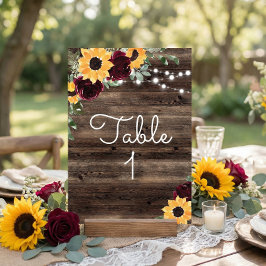 Numeração De Mesa Rosas Girassóis Rústicos de Madeira Casamento