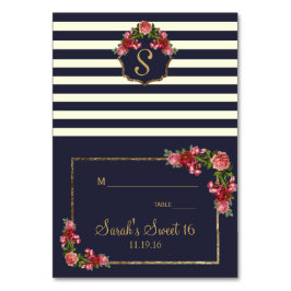 Numeração De Mesa Rosas Marinhos e placas de lugar Douradas