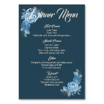 Rosas Românticas de Casamento. Menu