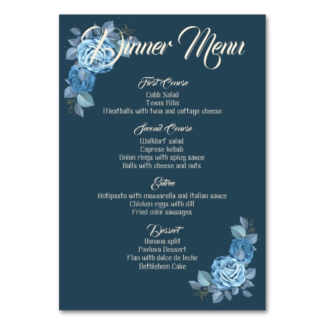 Numeração De Mesa Rosas Românticas de Casamento. Menu (Frente)