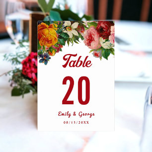 Numeração De Mesa Rosas Românticos Coloridos Casamento Floral Elegan