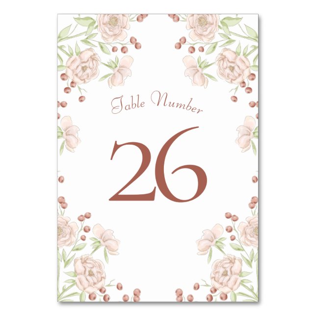 Numeração De Mesa Rosas Rosa Bege Casamento (Verso)