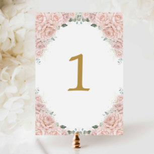 Numeração De Mesa Rosas Rosa Bege Floral Aniversário Doce 16 Casamen