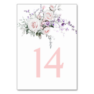 Numeração De Mesa Rosas Rosa Bege Flores Silvestres Roxas Casamento