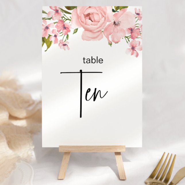 Numeração De Mesa Rosas Rosa Bege Número da Mesa de Casamento Floral (Criador carregado)