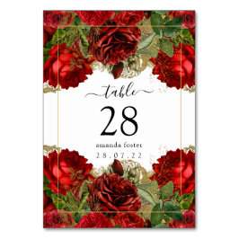 Numeração De Mesa Rosas ruivos e Dourados Quinceañera