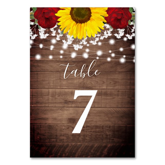 Numeração De Mesa Rosas Rústicos Girassóis Jar Lights Casamento (Frente)