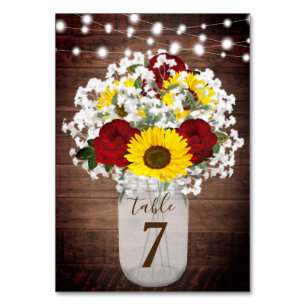 Numeração De Mesa Rosas Sunflower Mason Jar String Luzes Casamento