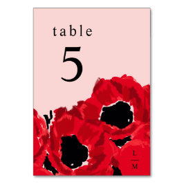 Numeração De Mesa Rosas Vermelhas Abstratas e Papoulas