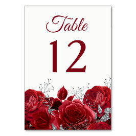 Numeração De Mesa Rosas vermelhas e Casamento prateado lindos ou Qui