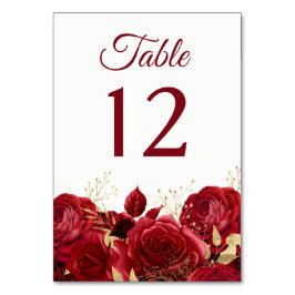 Numeração De Mesa Rosas vermelhas lindas e casamento Dourado ou Quin