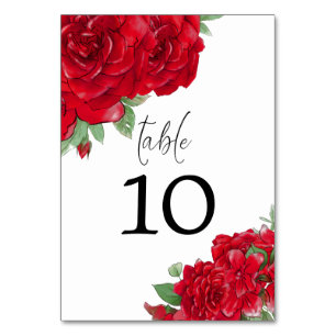 Numeração De Mesa Rosas Vermelhas Ricas Florais Moderno Script Casam
