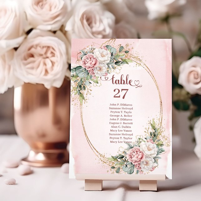 Numeração De Mesa Rose Gold Eucalyptus Wedding Table Number Sign (Rose Gold Eucalyptus Wedding Table Number Sign)
