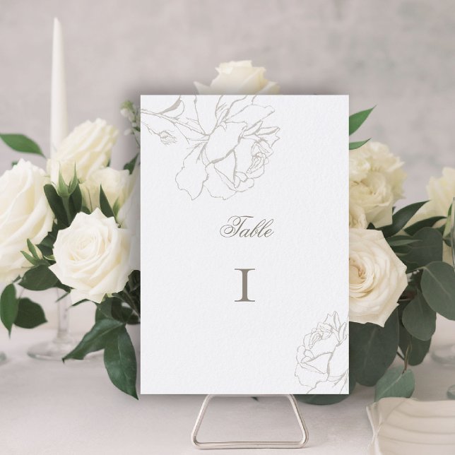 Numeração De Mesa Roses Faux Embossed Pearl Formal Elegant Wedding (ethereal wedding theme white table number formal traditional modern classic floral roses elevated)