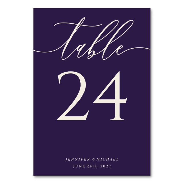 Numeração De Mesa Roteiro Fluido Roxo Meia-Noite (Frente)