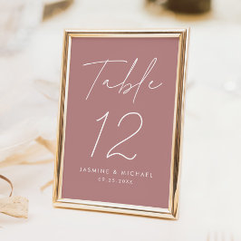 Numeração De Mesa Roteiro Minimalista Moderno para Casamento Dusty R