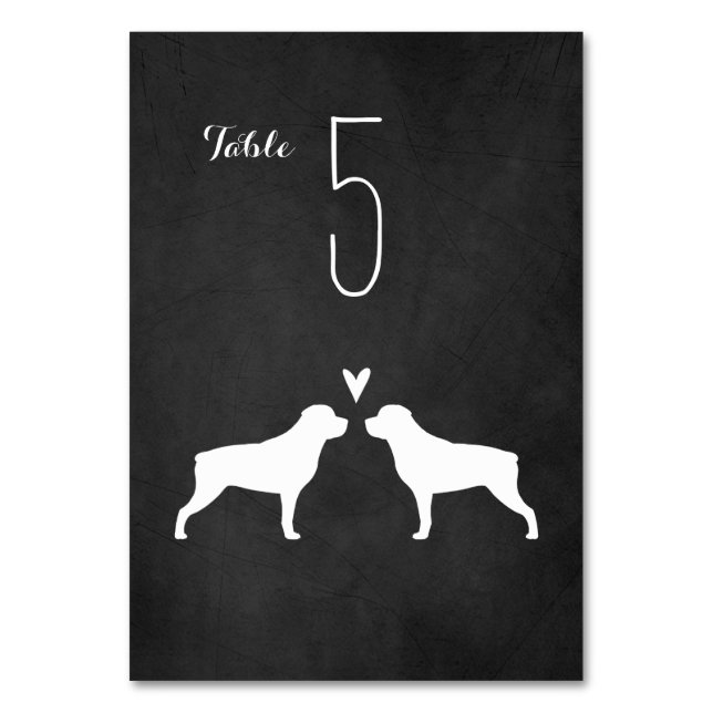 Numeração De Mesa Rottweiler Cão Silhuettes Recepção de casamento (Frente)