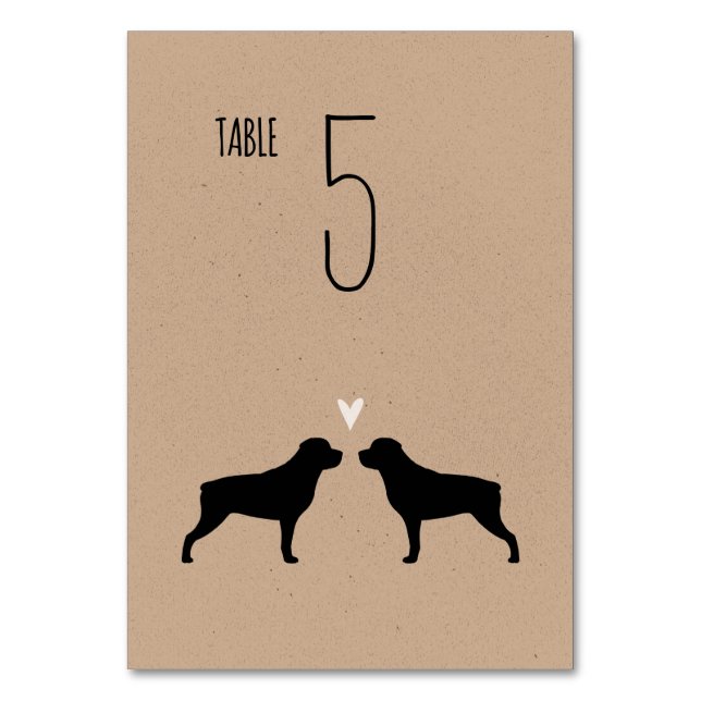 Numeração De Mesa Rottweiler Silhouettes Recepção de casamento (Frente)