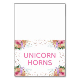 Numeração De Mesa Rótulo de Comida Unicorn Floral Brilhante