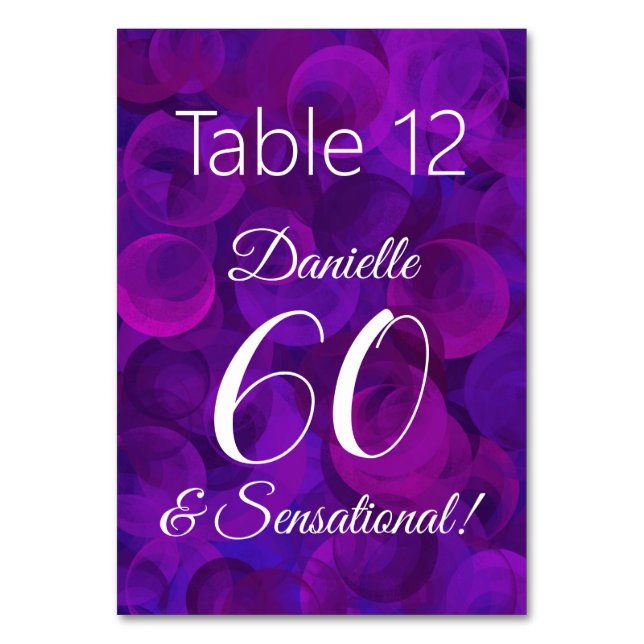 Numeração De Mesa Roxo 60 Elegante e Festa de aniversário sensaciona (Frente)