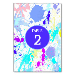 Numeração De Mesa Roxo Azul Neon Turquesa Roxa Salpico de Tinta,