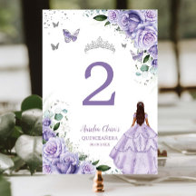 Roxo Floral Princesa Prata Quinceañera XV 16