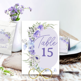 Numeração De Mesa Roxo Lavanda Peri Floral Editável