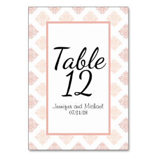 Numeração De Mesa Roxo Pastel de Pêssego Damask