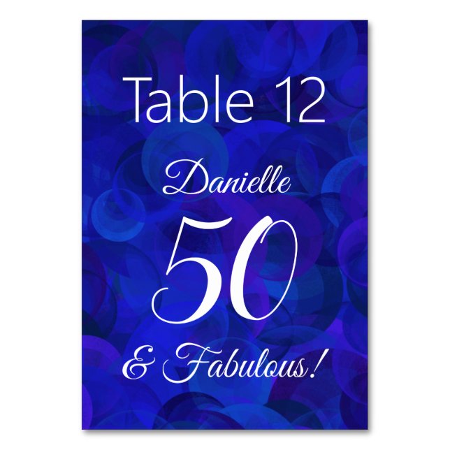 Numeração De Mesa Royal Blue 50 e Fabuloso nome de Festa de aniversá (Frente)