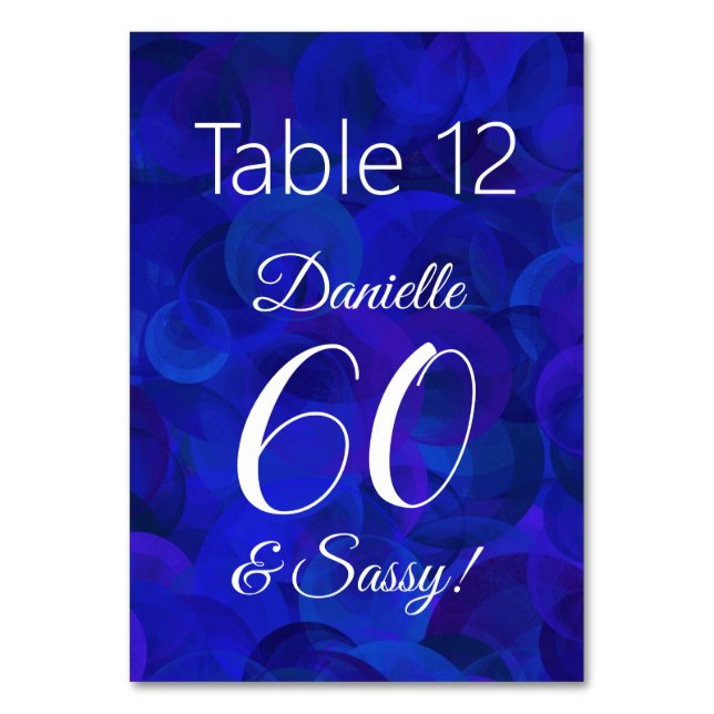 Numeração De Mesa Royal Blue 60 e Sassy Festa de aniversário Name (Frente)