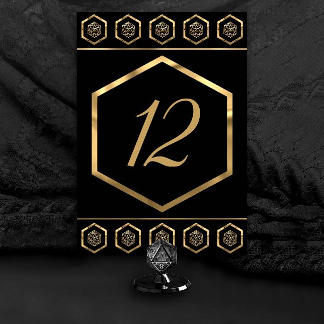 Numeração De Mesa RPG Dice | Dourada Fantasy Retro Tabletop PnP Game (Criador carregado)